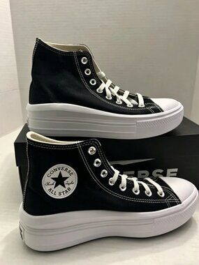 Size 9.5 Women’s- Converse Chuck Taylor All Star Move High Black White W (6LZ)